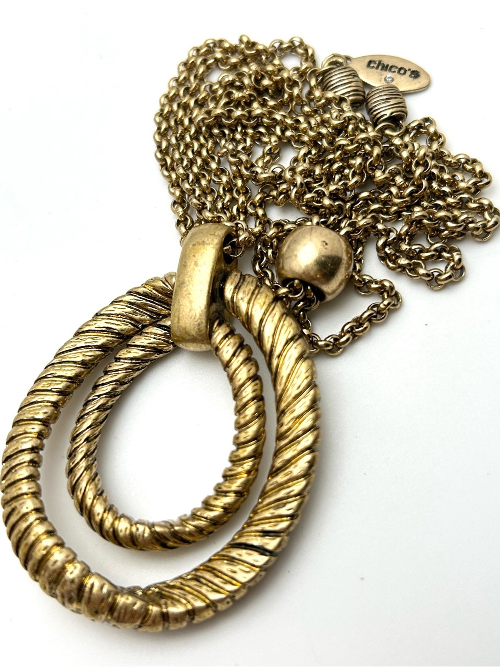 Chico’s Gold Pendant Adjustable Slide Necklace